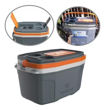 Caixa Térmica Suv Cooler Com Alça Cinza 20l Termolar Cor Cinza – Laranja
