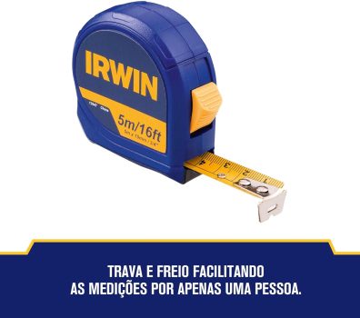 Irwin Trena Manual Standard 5m, Ferramenta Essencial para Tirar Medidas com Precisão, Modelo IW13947
