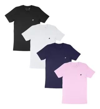 Kit 4 Camisetas Básicas Masculina 100% Algodão 30.1 Casual