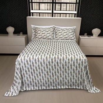 Jogo Lençol Cama Queen Percal 4 peças Estampado Percal 180 Fios (Cinza)