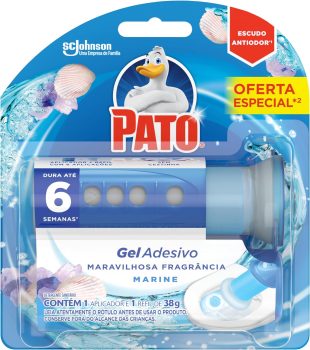 Pato Desodorizador Sanitário Gel Adesivo Aparelho + Refil Marine 6 Discos promocional