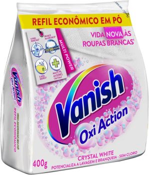Vanish Tira Manchas Em Pó Crystal White Oxi Action 400G Para Roupas Brancas Refil Econômico