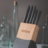 Jogo de Facas 6 Peças com Cepo Tramontina Inox Plenus – Preto