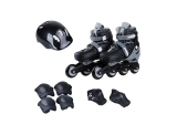 Patins Infantil 4 Rodas In Line com Kit Proteção Tamanho 32-35 Preto – brink+