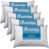 Kit 5 Travesseiro Fibra Siliconada Antialérgico Macio 45×65 – BF Colchões