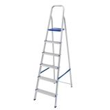 Escada Mor 5104 em Alumínio com 6 Degraus, Dobrável e com Fita de Segurança