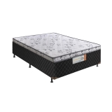 Cama Box Conjugada Ortopédica de Casal Lightspuma Union Plus Espuma D28 52x138x188 cm – Preta/Branca