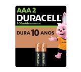 Pilha Recarregável AAA Palito DURACELL Com 2 Unidades