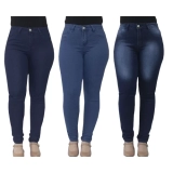 Kit 3 calças jeans feminina c/pence.