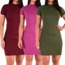Kit 3 Vestidos Feminino Manga Curta Malha Canelada Casual Moda Atacado – Lori Modas