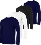 Kit com 4 Camisetas Masculinas Básicas Manga Longa Slim Fitness