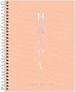 Caderno capa plástica colegial 1×1 80 folhas Happy Coral pastel Tilibra