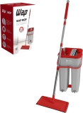 Balde MOP WAP Multiuso Duplo Compacto Lava e Seca 8 Litros Flat com Refil de Microfibra, Cinza com Vermelho