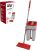 Balde MOP WAP Multiuso Duplo Compacto Lava e Seca 8 Litros Flat com Refil de Microfibra, Cinza com Vermelho