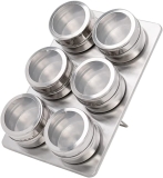 Jogo de 6 Porta Condimentos Inox com Suporte Retangular Mimo Style Prata