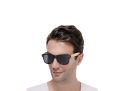 Óculos De Sol Bambu Madeira Masculino Feminino Quadrado Polarizado Proteção UV400 Original com case e flanela (preto)