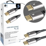 5+ 018-7499 Cabo Displayport Macho x Macho 1.4 Hbr 8K com Trava, Preto, 1.8 m