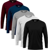 Kit 5 Camisetas Manga Longa Masculinas Slim Algodão 30.1 Zaroc