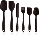 Kit de colheres escumadeiras e espatulas de silicone 6 peças (PRETO)