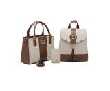 Bolsas Feminina Kit 3 Peças Bolsa Mochila Mais Carteira (NUDE/MARROM)