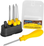 Tramontina 41110506 Jogo de Chaves de Fenda com Pontas Intercambiáveis, Conjunto de 6 Peças, Amarelo