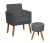 Poltrona Decorativa com Puff resistente moderno para sala de estar Recepção (Cinza)