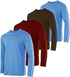Kit com 4 Camisetas Masculinas Básicas Manga Longa Slim Fitness