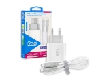 Kit Carregador de Parede Ultra Rápido com 1 Saída USB-C Power Delivery 20W + Cabo USB-C + USB-C I2GO 1,5m 3A Branco