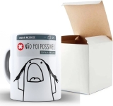Caneca Paciência Flork Meme 325 Ml De Porcelana Com Caixinha
