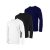 Kit com 3 Camisetas Básicas Masculinas Manga Longa T-Shirt