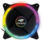 Cooler Fan C3Tech Gaming F7-L120M 12cm – Com iluminação RGB 12v 1200RPM Multicor