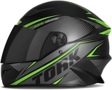 Capacete Moto R8 Pro Tork Fechado 58 Preto/Verde Viseira Fumê