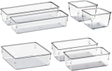 Organizador Modular Acrimet para Gavetas, Bancadas e Armários, Plástico Transparente, Kit com 7 Potes Sortidos