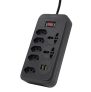 Filtro de Linha, Extensão Tomada, Régua Tomada, Régua de Energia, 5 Tomadas, 2 Interfaces USB, 1 Porta USB Tipo-C, 2 Tomada Universal, Cabo de Alimentação de 1,9 metros (Preto)