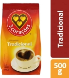 Café, Torrado e Moído, Tradicional, Pacote, 500g, 3 Corações