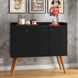 Aparador Sala de Jantar/Balcão Buffet 3 Portas Wood Premier (Preto)