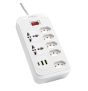 Filtro de Linha, Extensão Tomada, Régua Tomada, Régua de Energia, 5 Tomadas, 2 Interfaces USB, 1 Porta USB Tipo-C, 2 Tomada Universal, Cabo de Alimentação de 1,9 metros (Branco)