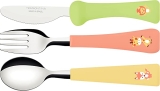 Jogo de Talheres Infantil Tramontina Baby Friends com Lâminas de Aço Inox e Cabos de Polipropileno Colorido 03 Peças