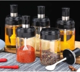 Porta Tempero em Vidro com Colher Sal, Açucar, Condimentos , Pimenta, Tomilho, Orégano 3 Unidades