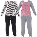 KIT 2 PIJAMAS DE INVERNO MANGA LONGA BICOLOR FEMININO MAIS BONITA