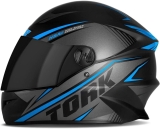 Capacete Moto R8 Pro Tork 58 Viseira Fume Preto/Azul Claro
