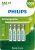 Pilha recarregável AAA 1.2V 1.000mAh, PHILIPS, padrão, R03B4RTU10/59
