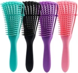 Escova Polvo Para Cabelos Cacheados e Crespos Desembaraçadora Anti-Quebra 8 Pontas Flexíveis Pente Polvo Escova Polvo p/ Cabelo Ondulado, Cacheado e Crespo Dedoliss