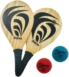 Kit Jogo Frescobol Tênis De Praia 2 Raquetes Bola N3 Borracha