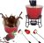 Conjunto Fondue Em Cerâmica Redondo 9 Peças 300ml Chocolate Queijo – 3 Velas (Vermelho)