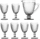 Jogo de Jarra e 6 Taças Diamond Transparente
