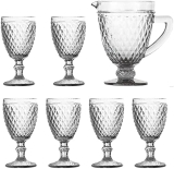 Jogo de Jarra e 6 Taças Diamond Transparente