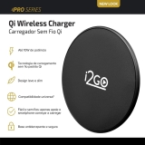 Carregador Sem Fio Fast Charge I2GO 10W Chumbo – I2GO PRO Preto