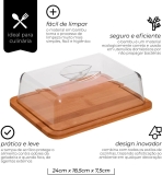 Mimo Style, Porta Frios de Bambu Com Tampa de Acrílico Para Alimentos Sensíveis Como Queijo Prato em Bambu, Versátil e Elegante