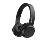 Headphone Philips bluetooth on-ear com microfone, reforço de graves e energia para 29 horas na cor preto TAH4205BK/00